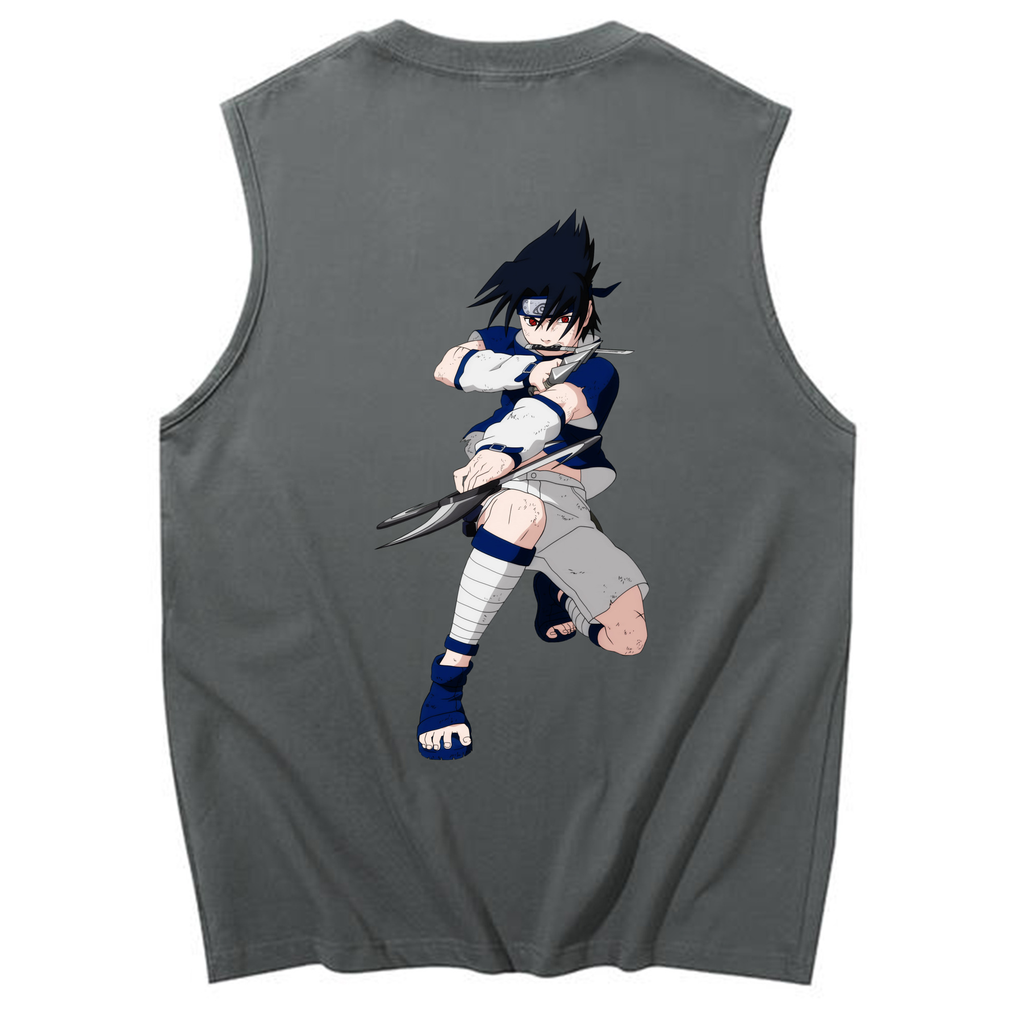 （画像用） NARUTO -ナルト- うちは サスケ Uchiha Sasuke コットン100％タンクトップ（背面プリント）
